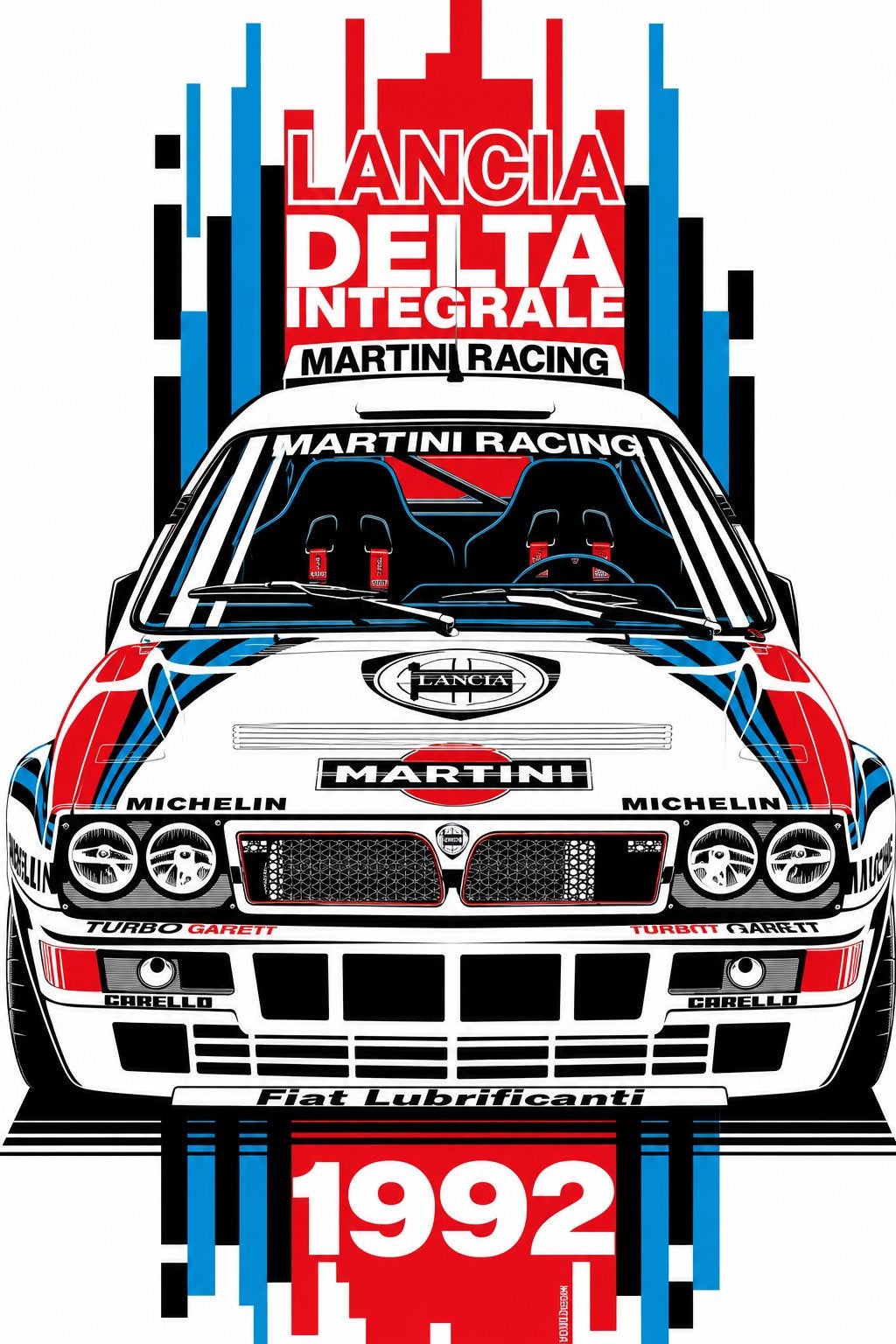 Panneau vintage en métal Lancia Delta Integrale Martini, Enlèvement ou Envoi, Neuf, Panneau publicitaire