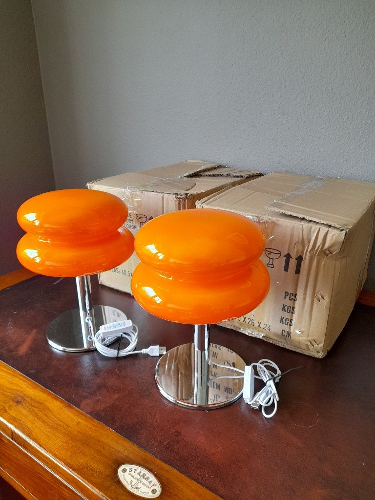 Belle lampe de table orange de style Bauhaus, Orange, Enlèvement, Neuf, Rechargeable