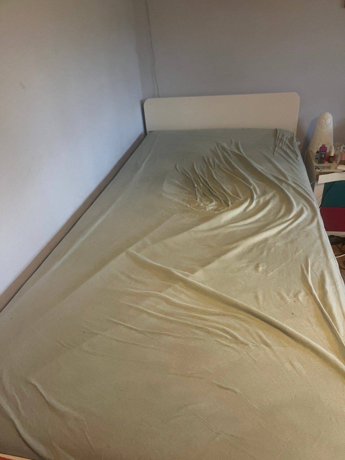 Éénpersoonsbed, wit 90x200 cm, 90 cm, Enlèvement, 200 cm, Blanc