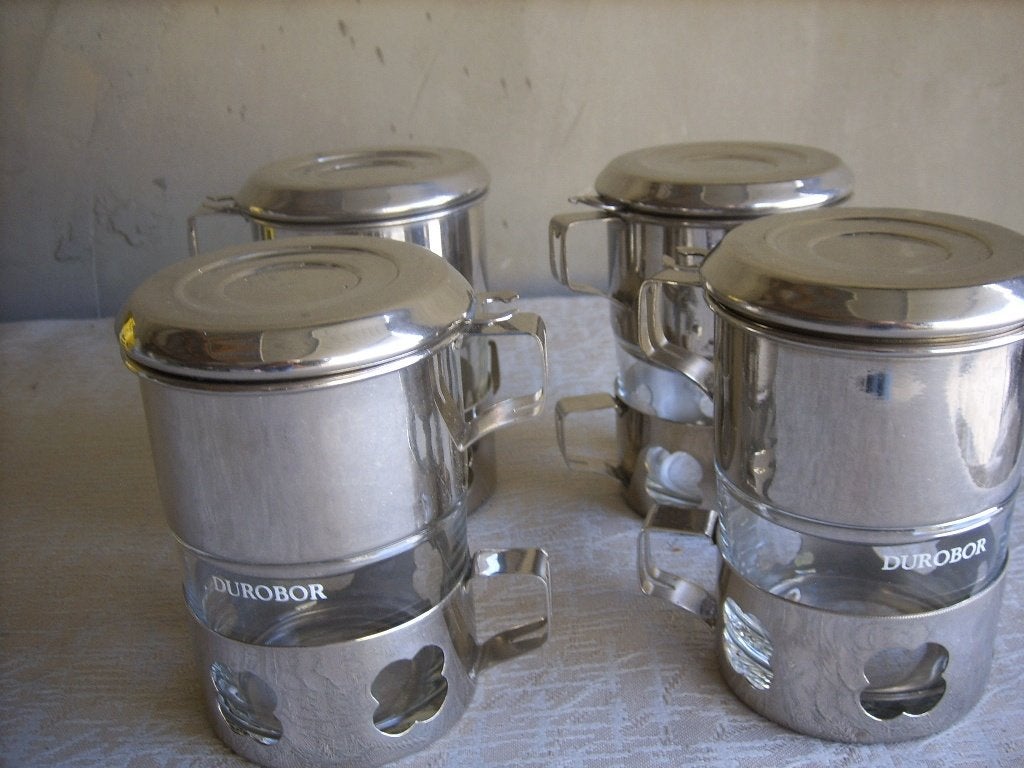 4 anciennes tasses filtres DUROBOR, Enlèvement