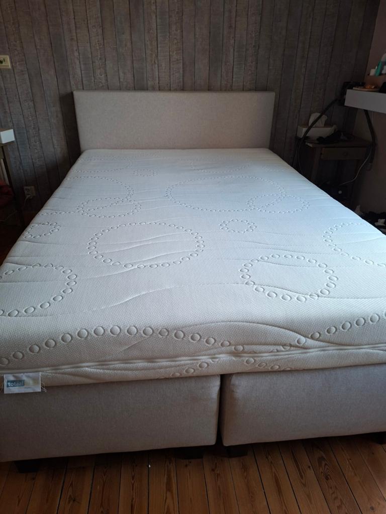Boxspring 140x200 cm, Huis en Inrichting, Slaapkamer | Boxsprings, Gebruikt, 140 cm, 200 cm, Tweepersoons, Beige, Ophalen