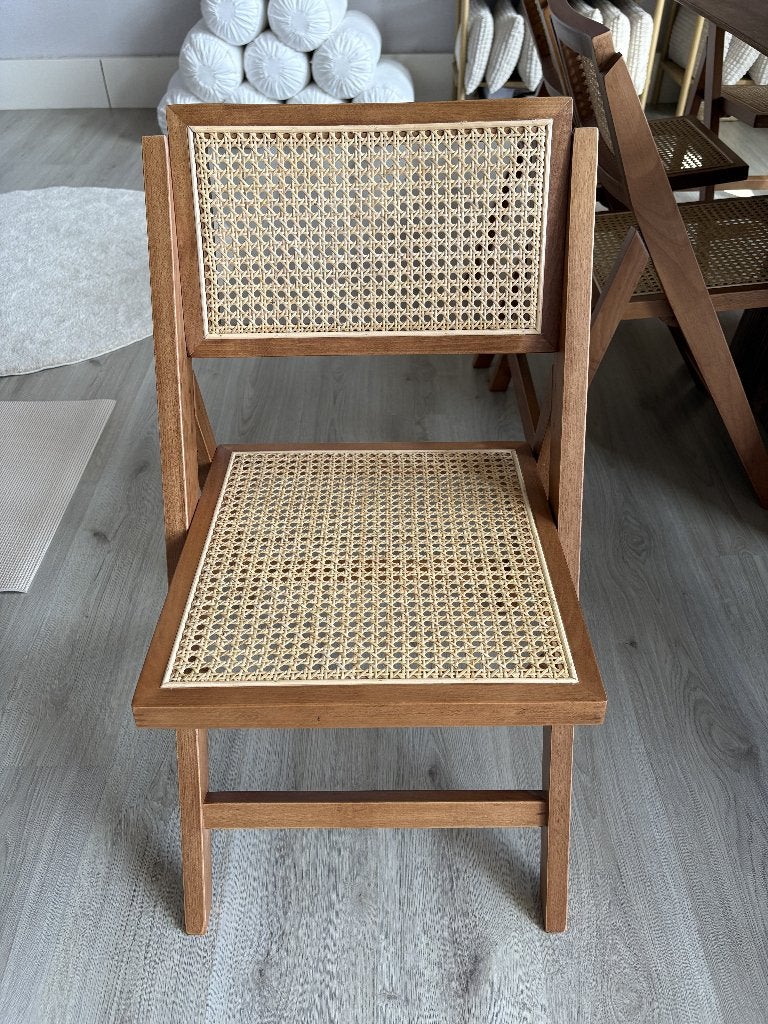 Vouwstoel van beukenhout en gevlochten rotan (8x), Huis en Inrichting, Stoelen, Ophalen, Nieuw