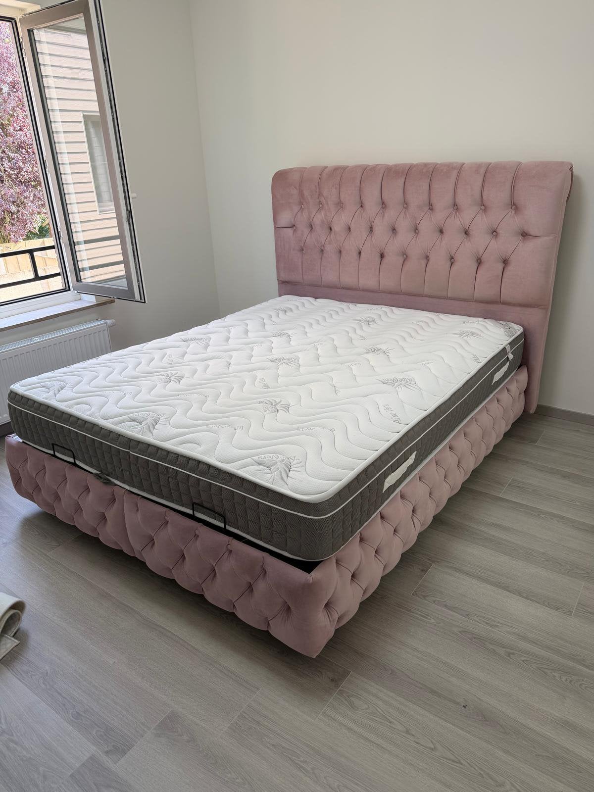 kwaliteit tweepersoons bed met matras 160x200cm, Huis en Inrichting, Ophalen, 200 cm, 160 cm, Hout