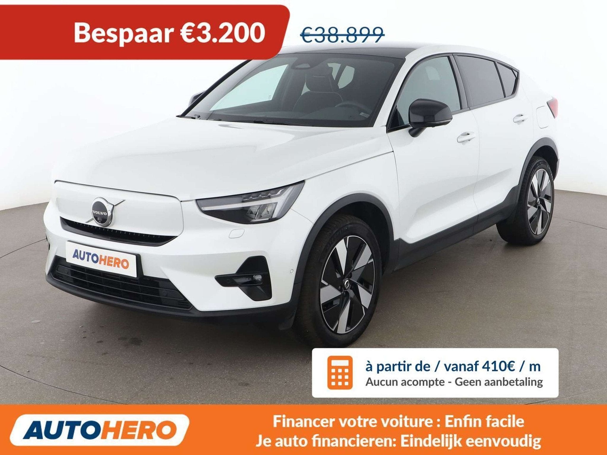 Volvo C40 Recharge Twin Pure 300 kW Ultimate AWD (bj 2023), Auto's, Automaat, Gebruikt, Zwart, Wit