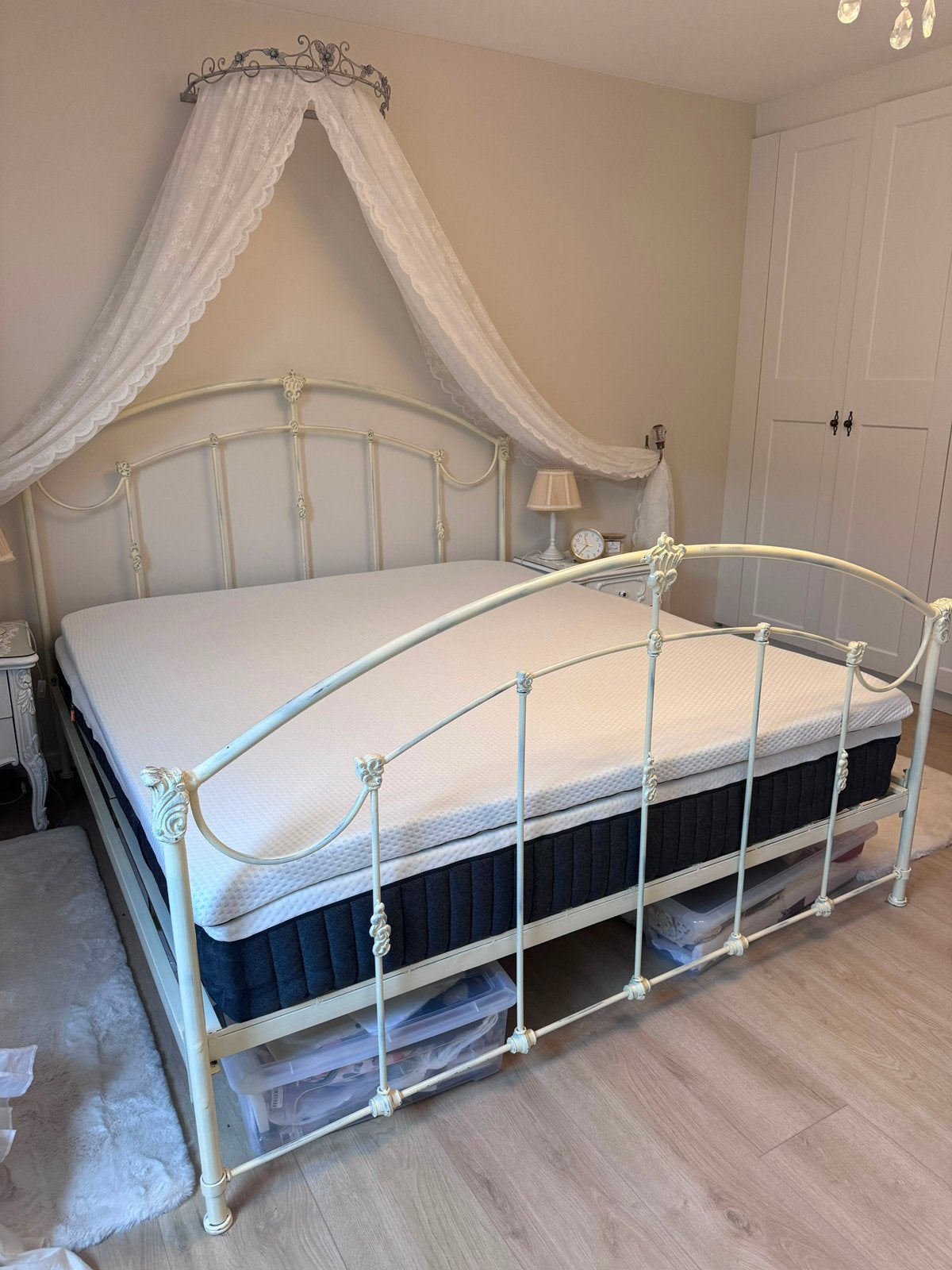 Vintage/Romantisch Metalen Bed+Emma Matras &Topper-180x200cm, Ophalen