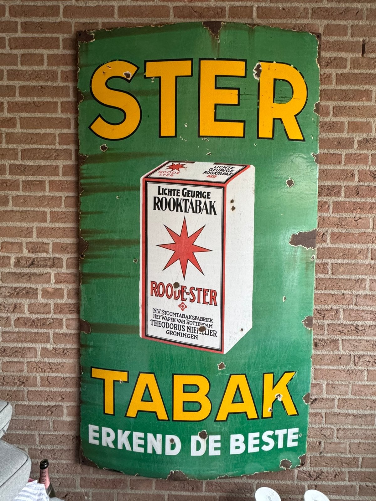 STER TABAK emaille reclamebord, Ophalen