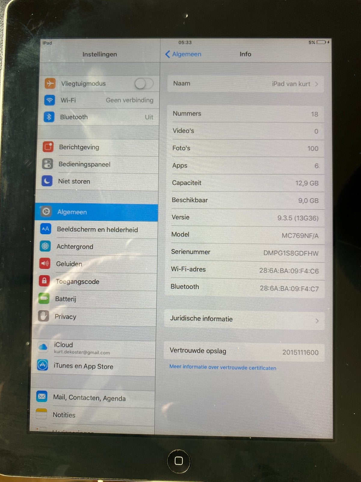Ipad 2 wifi 16 gb, Informatique & Logiciels, Gris, Enlèvement ou Envoi, Apple iPad, Utilisé