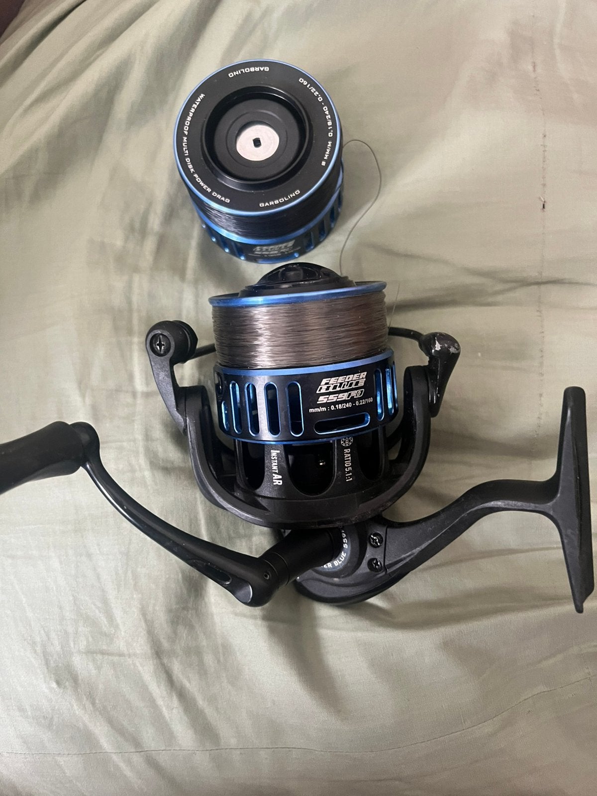 Garbolino feeder 559fd haspel (met reservespoel), Watersport en Boten, Ophalen of Verzenden, Zo goed als nieuw, Molen