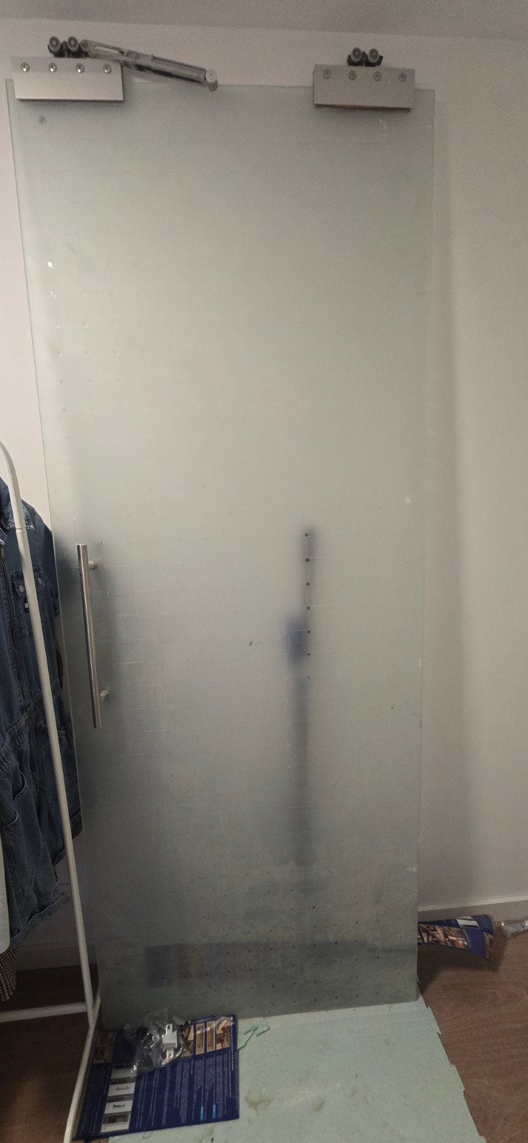 THYS glazen schuifdeur 215x93 cm + schuifsysteem, Doe-het-zelf en Bouw, Glas en Ramen