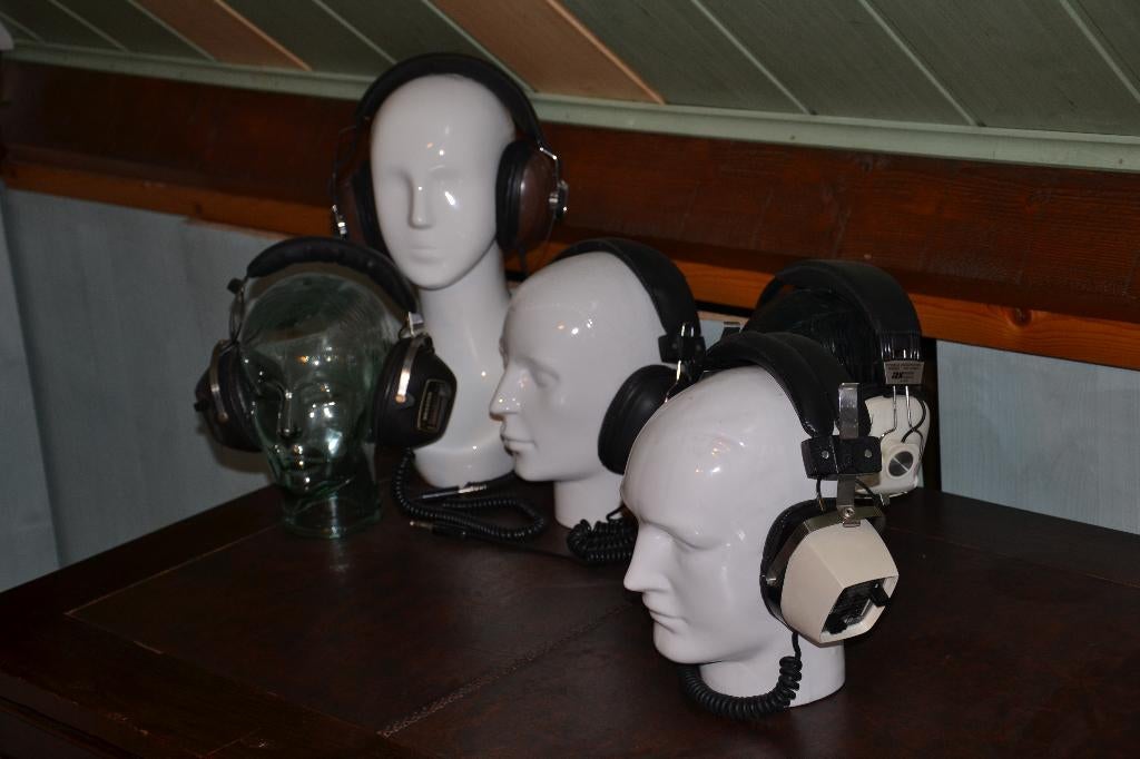 5 vintage hooftelefoons, Antiek en Kunst, Curiosa en Brocante, Ophalen