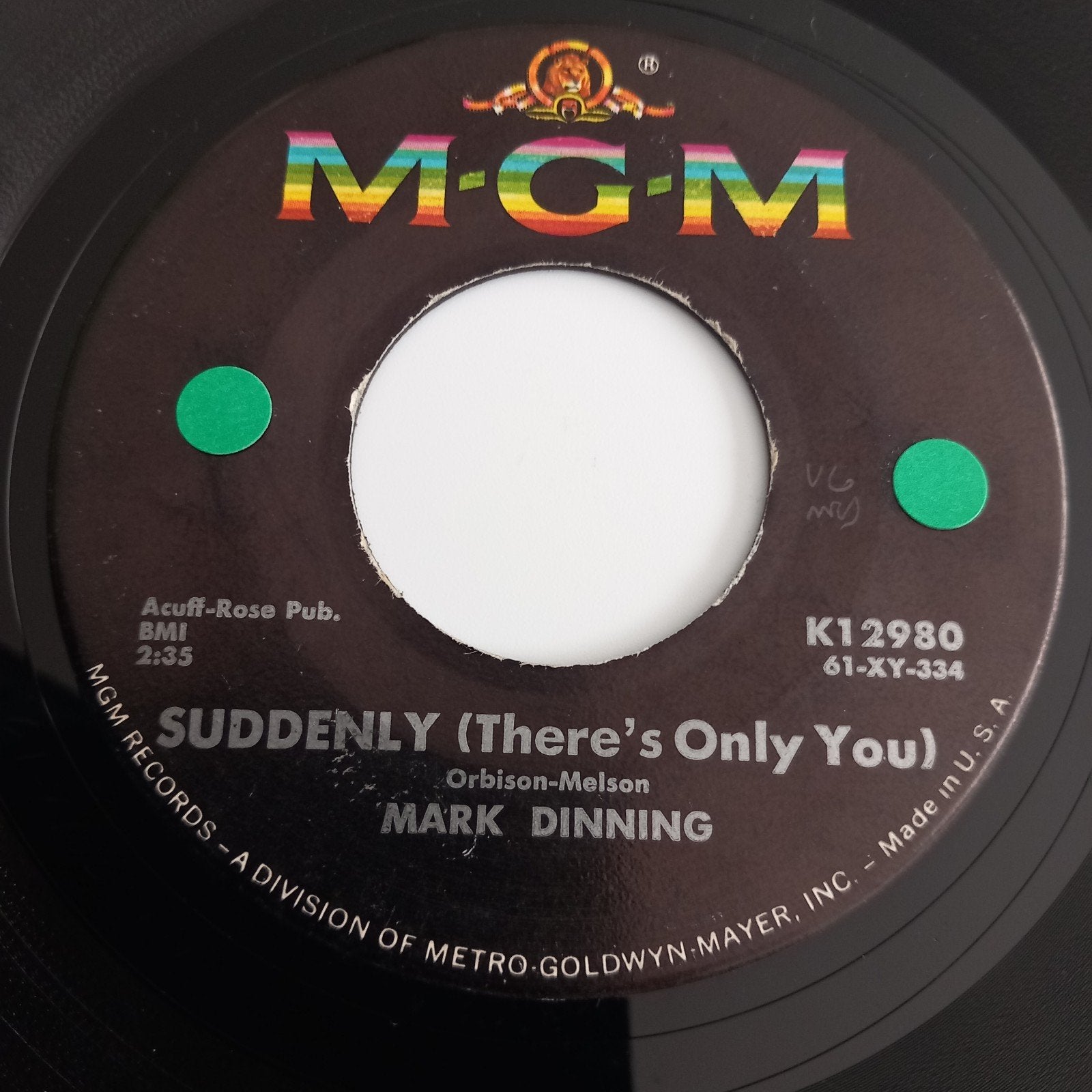 MARK DINNING. SUDDENLY. 1961 OLDIES USA 45T, Ophalen of Verzenden
