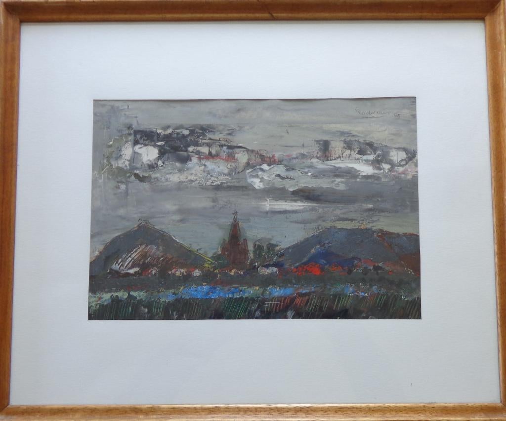 JACK GODDERIS / HEUVELS / OLIEVERF KARTON / 48x58cm / KADER, Antiquités & Art, Art | Peinture | Moderne, Peinture à l'huile, Enlèvement ou Envoi