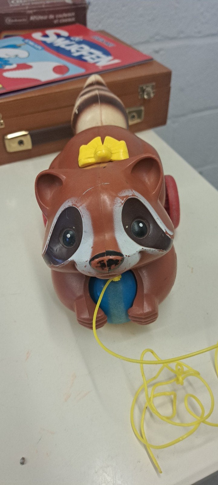 Fisher-Price Roly Raccoon wasbeer  1979), vintage, Ophalen of Verzenden, Gebruikt, Duw- of Trekspeelgoed, Met geluid