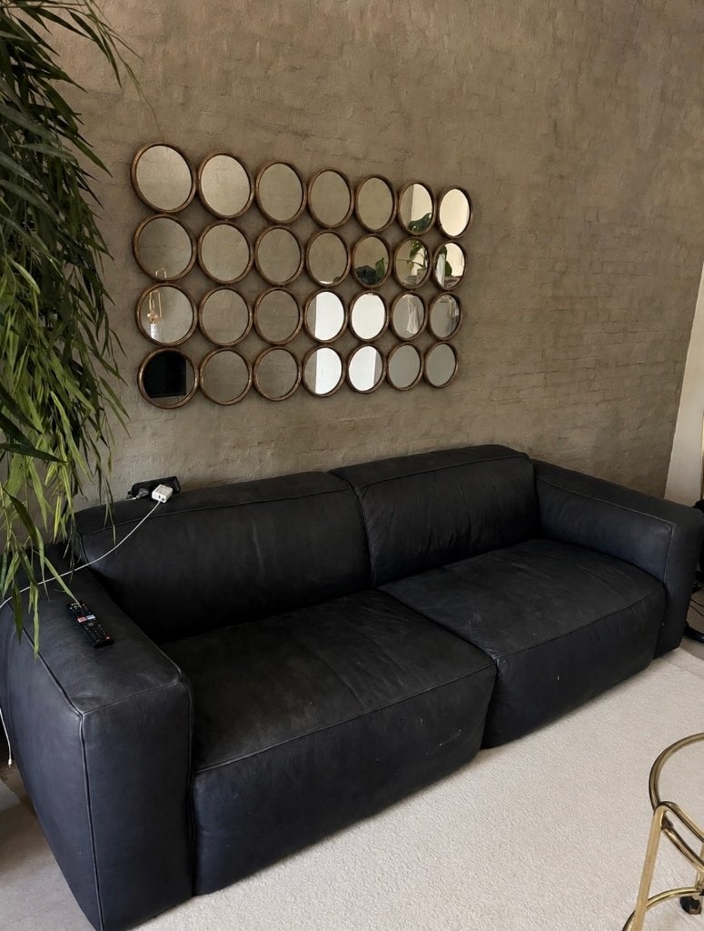 Designsofa Echt leer, Ophalen, Gebruikt, Driepersoons, Rechte bank