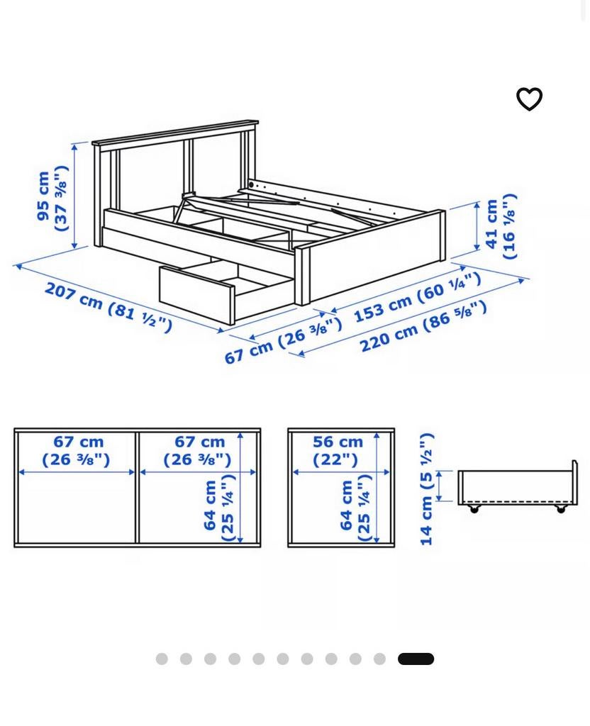 Bed met lades 140x 200 van Ikea, Huis en Inrichting, Ophalen, Gebruikt, Wit, Tweepersoons