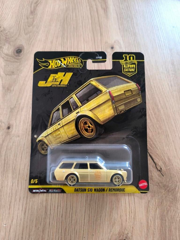 Hot wheels Datsun 510 wagon Japan historic 5 0/5 gold chase, Ophalen of Verzenden
