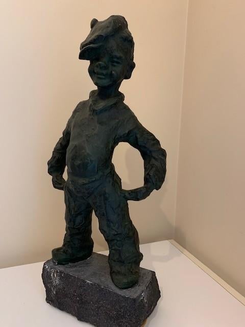 Gepatineerd gipsen beeld Ernest Patris, Antiek en Kunst, Ophalen, Handgemaakt, Gips, 50 - 100 cm