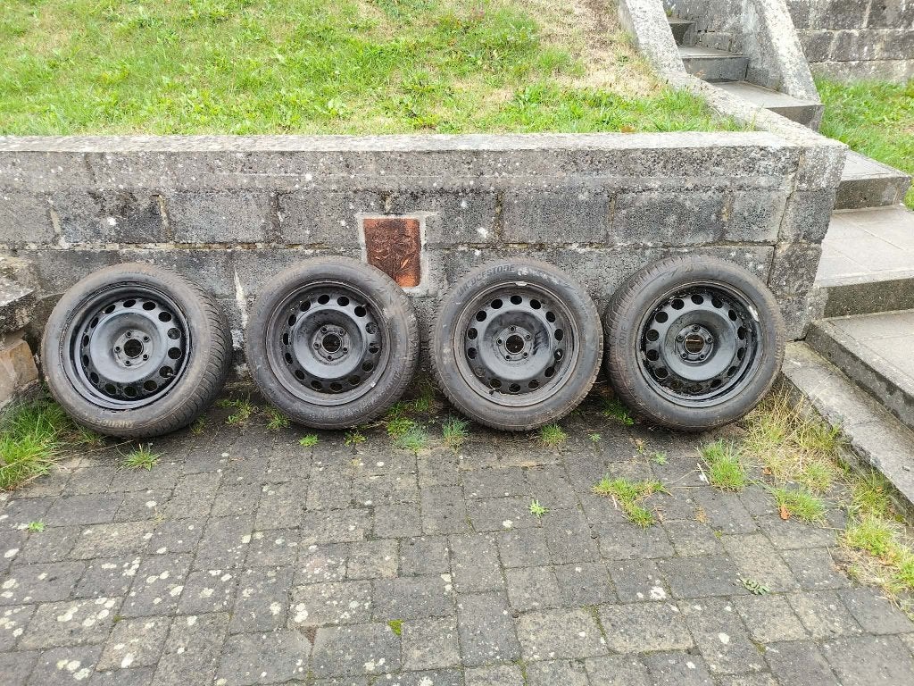 4 Roues Hiver 205/55 R16 Bridgestone + Jantes Peugeot, Pneus et Jantes, Pneus hiver, Enlèvement ou Envoi, 16 pouces