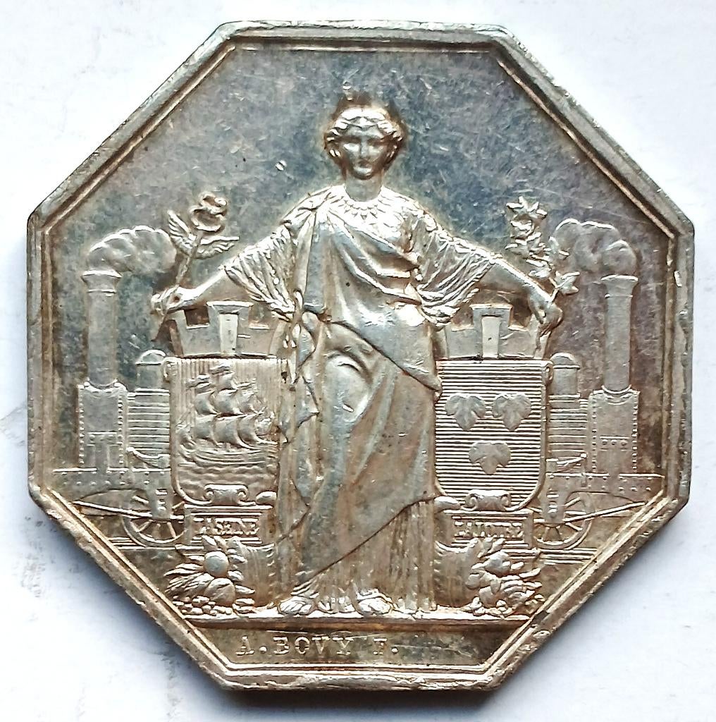 medaille zilver 1838 concessie trein lijn parijs- orleans, Ophalen of Verzenden, Zilver