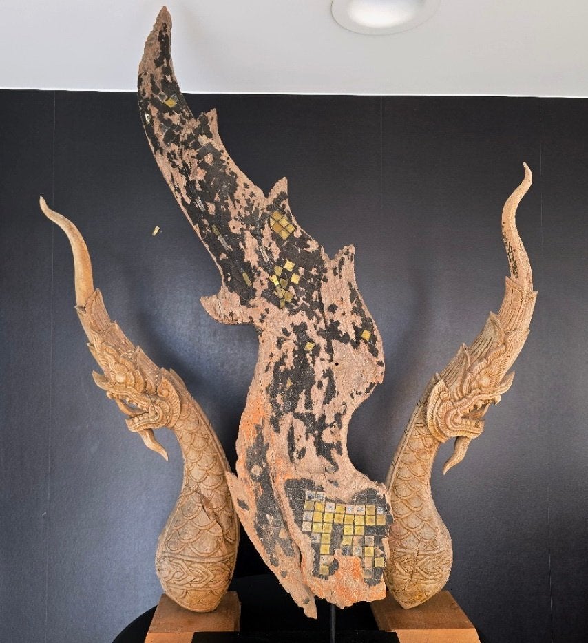 Thailand. collectie antieke Naga tempel draken - rooffinials, Antiek en Kunst, Hout, Gesneden, Ophalen of Verzenden, Houtsnijwerk