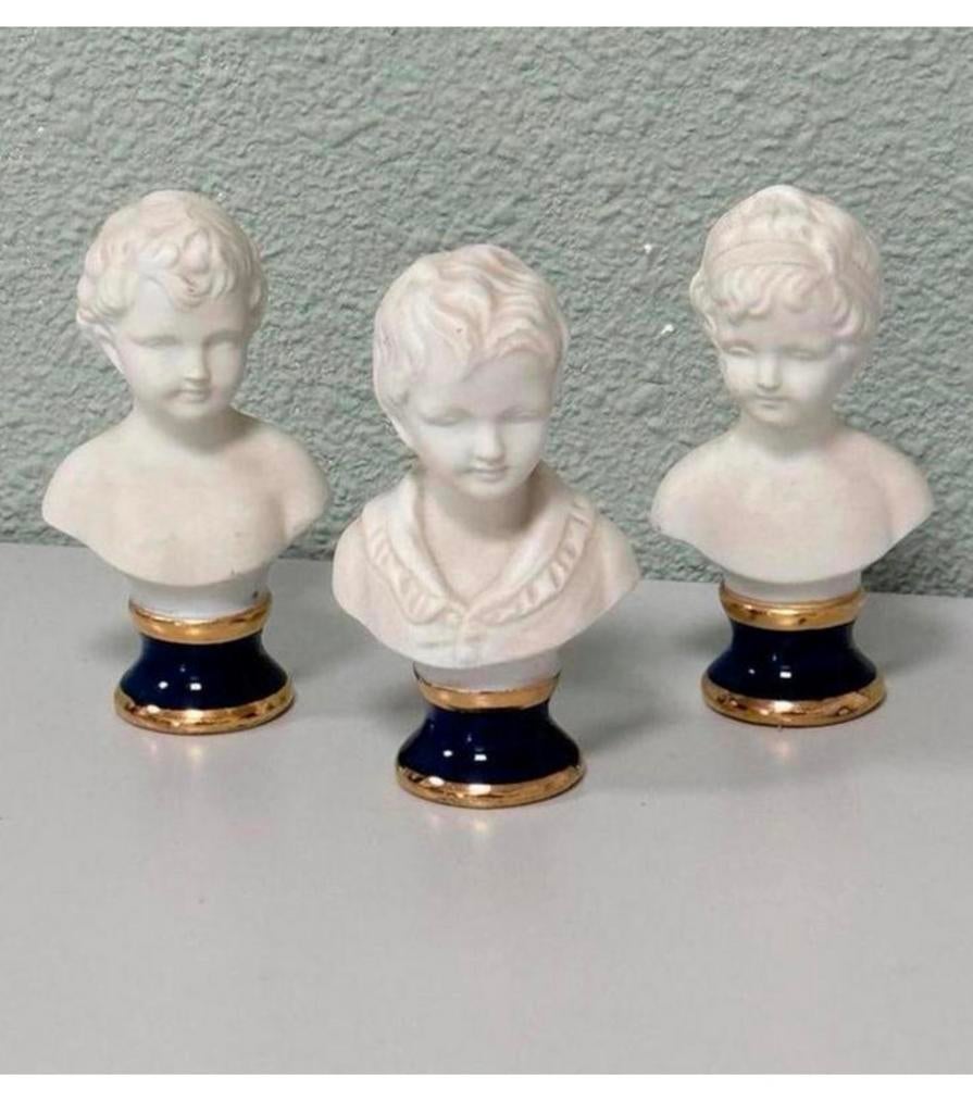 3 statues de buste en porcelaine de Capodimonte, figurines, Enlèvement ou Envoi