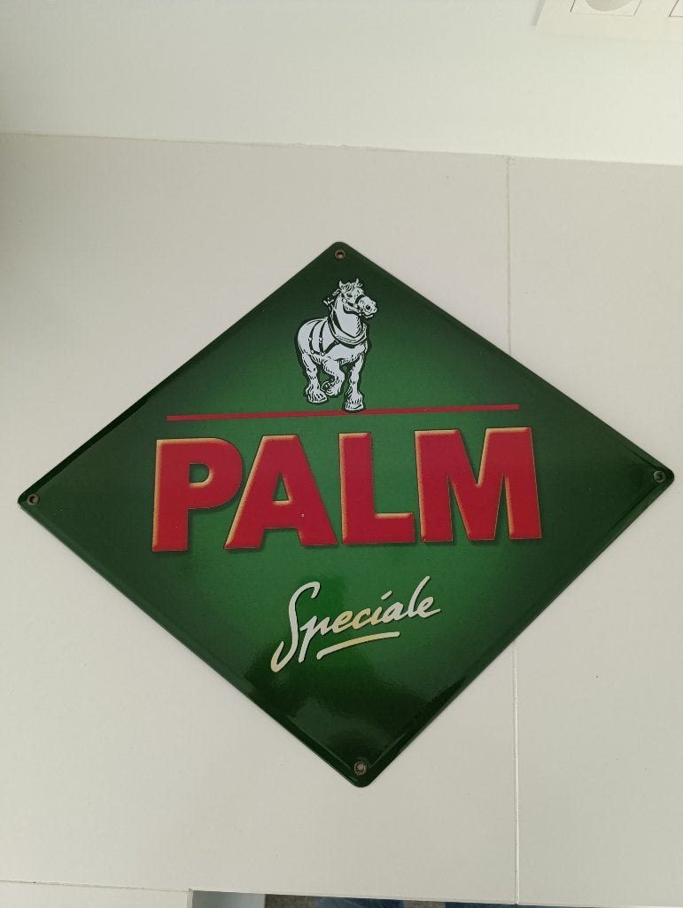 Emaille bord Palm, zeer mooi, Verzamelen, Ophalen, Zo goed als nieuw, Reclamebord, Plaat of Schild, Palm