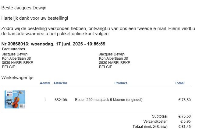 Epson 250 multipack 6 kleuren origineel (652108), Ophalen of Verzenden, Nieuw, Cartridge, Epson