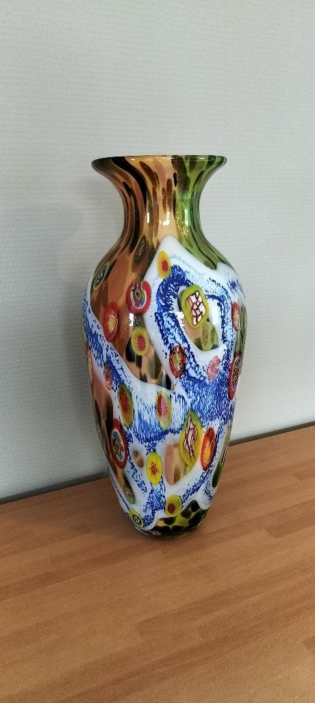 Vase en verre décoratif, Maison & Meubles, Comme neuf, Verre, Enlèvement, Multicolore