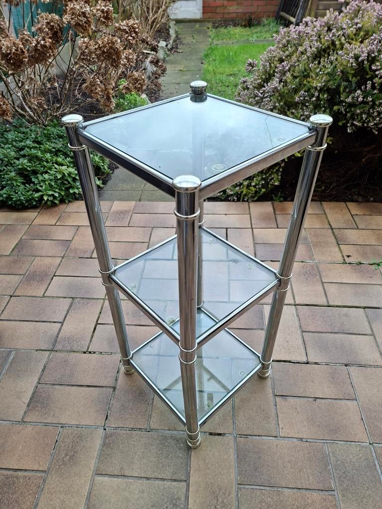 Support en verre/meuble d'appoint, structure en métal, Enlèvement