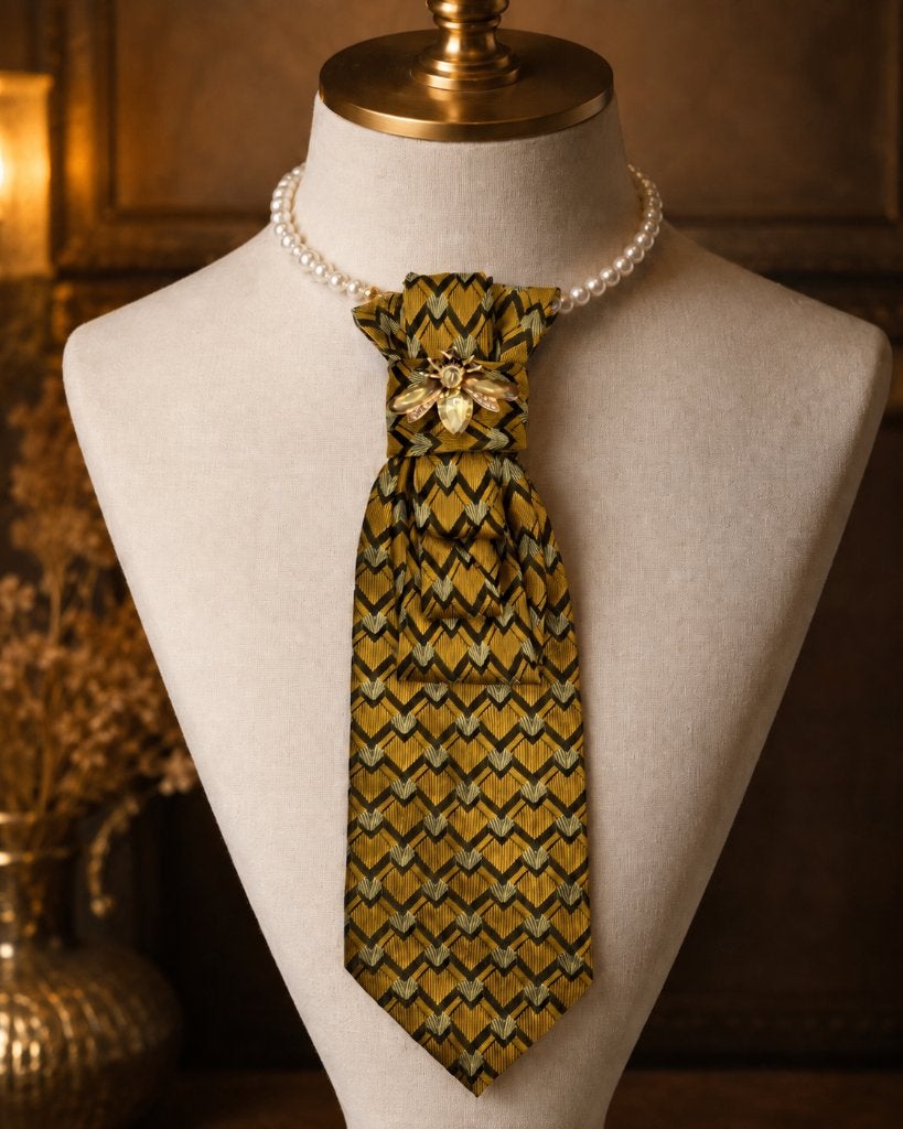 HIPPE stropdas ketting, Bijoux, Sacs & Beauté, Colliers, Envoi, Comme neuf, Jaune, Autres matériaux