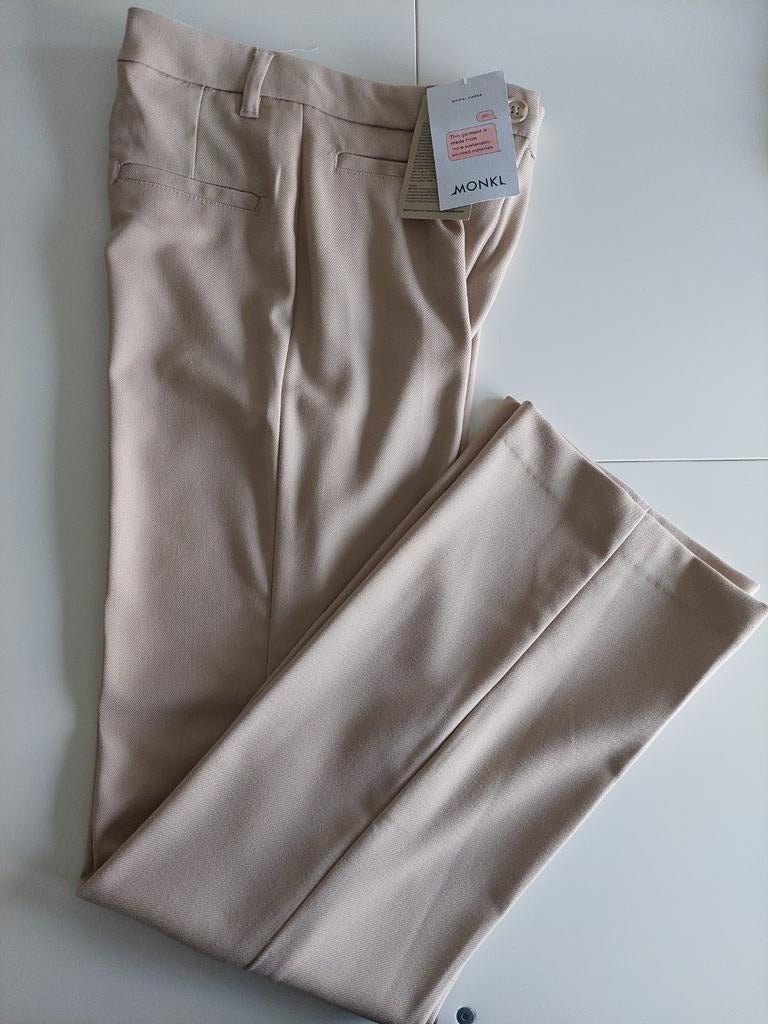 Lange wide leg broek Monki maat 32 beige nieuw, Kleding | Dames, Ophalen of Verzenden, Beige