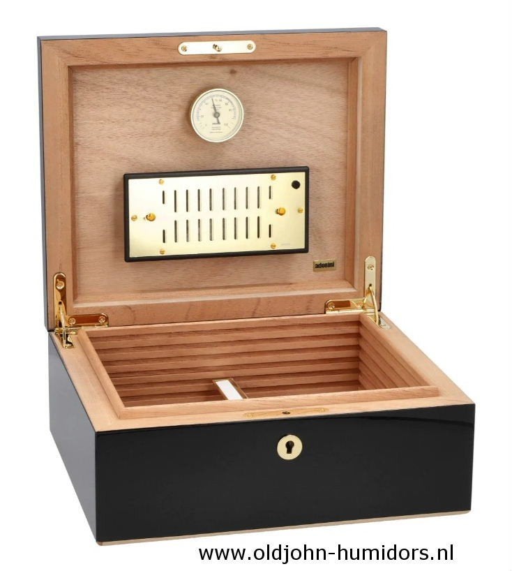 AKTIE HUMIDOR ADORINI MILAN DELUXE 75 SIGAREN ZWART     h157, Ophalen of Verzenden, Nieuw, Tabaksdoos of Verpakking