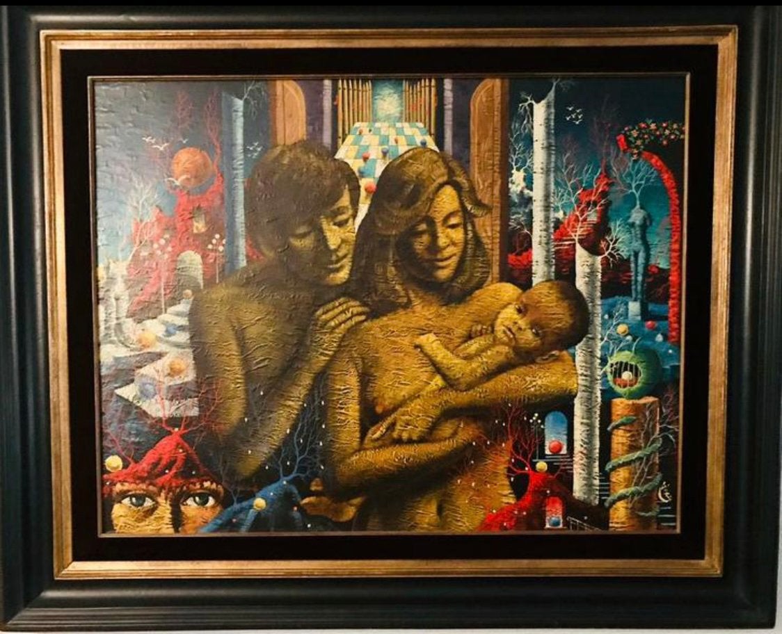 Peinture originale signée de Luc de Ro, Œuvre originale, Portrait ou Personnes, Peinture à l'huile, Enlèvement