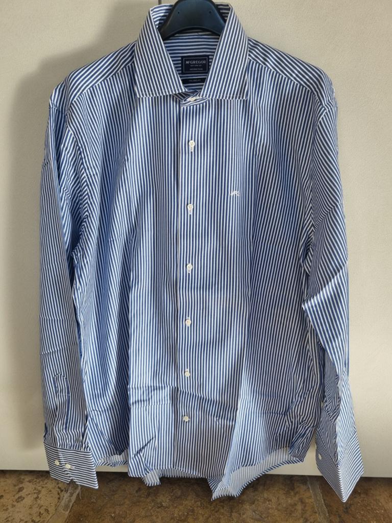NIEUW hemd lange mouw McGregor 45, Blauw, Nieuw, Ophalen of Verzenden, Overige halswijdtes