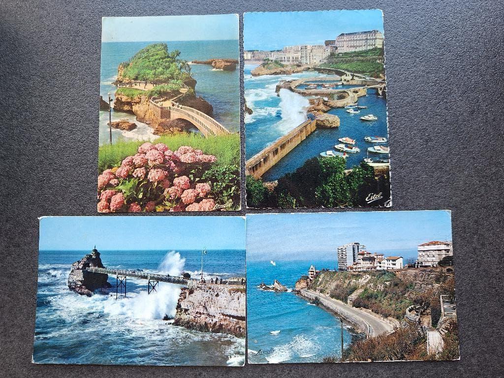 lot de 4 CPAs Biarritz couleur - années 60/70, Ophalen, 1960 tot 1980, Gelopen, Frankrijk