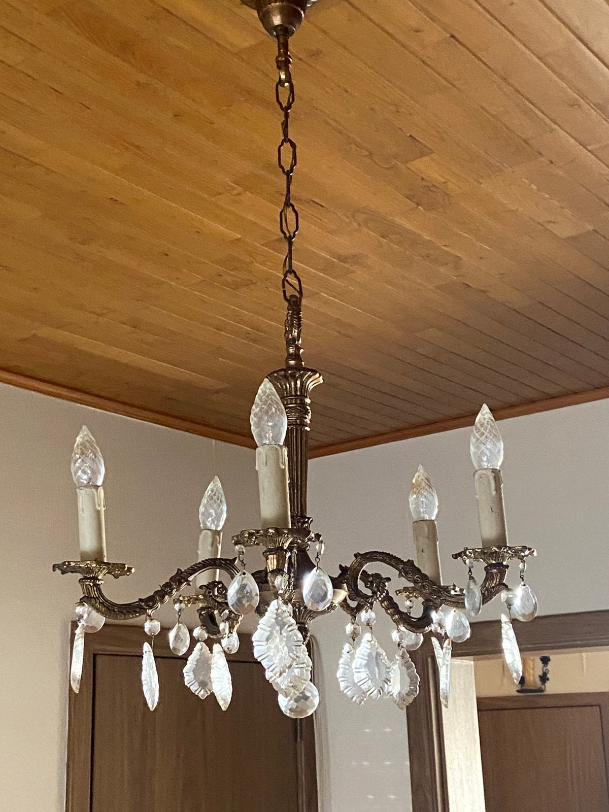 Kroonluchter vintage, Huis en Inrichting, Ophalen, Gebruikt, Glas, Vintage
