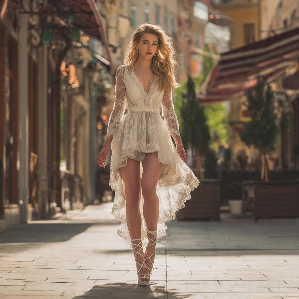 Jurk in boho stijl asymmetric en met kant nieuw, Kleding | Dames, Jurken, Verzenden, Beige, Nieuw, ANDERE