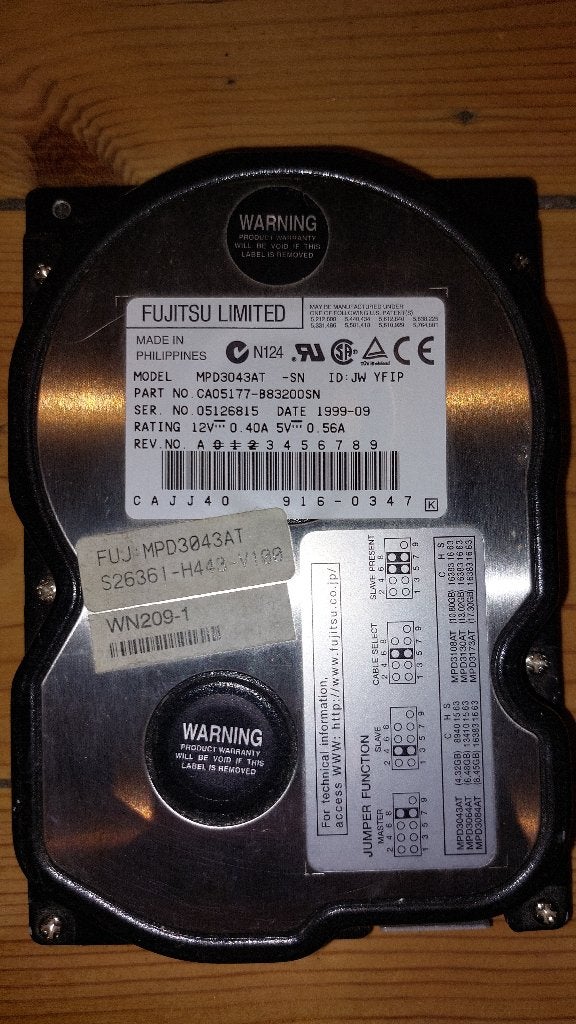 HDD 3.5 FUJITSU 4.3 GB IDE - MPD3043AT, Ophalen, Intern, Gebruikt, 4.3 Gb