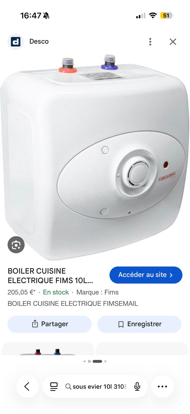Sous evier boiler 10l, Enlèvement, Neuf, Chauffe-eau