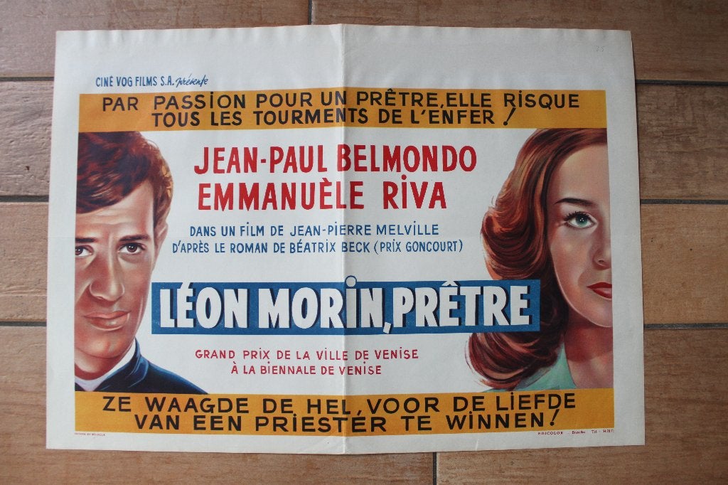 filmaffiche Jean-Paul Belmondo Léon Morin Pretre filmposter, Enlèvement ou Envoi, Rectangulaire horizontal, A1 jusqu'à A3, Comme neuf