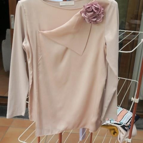 Blouse zijde beige roze Fabiana Filippi mt 38 (it 42), Maat 38/40 (M), Beige, Nieuw, Ophalen of Verzenden