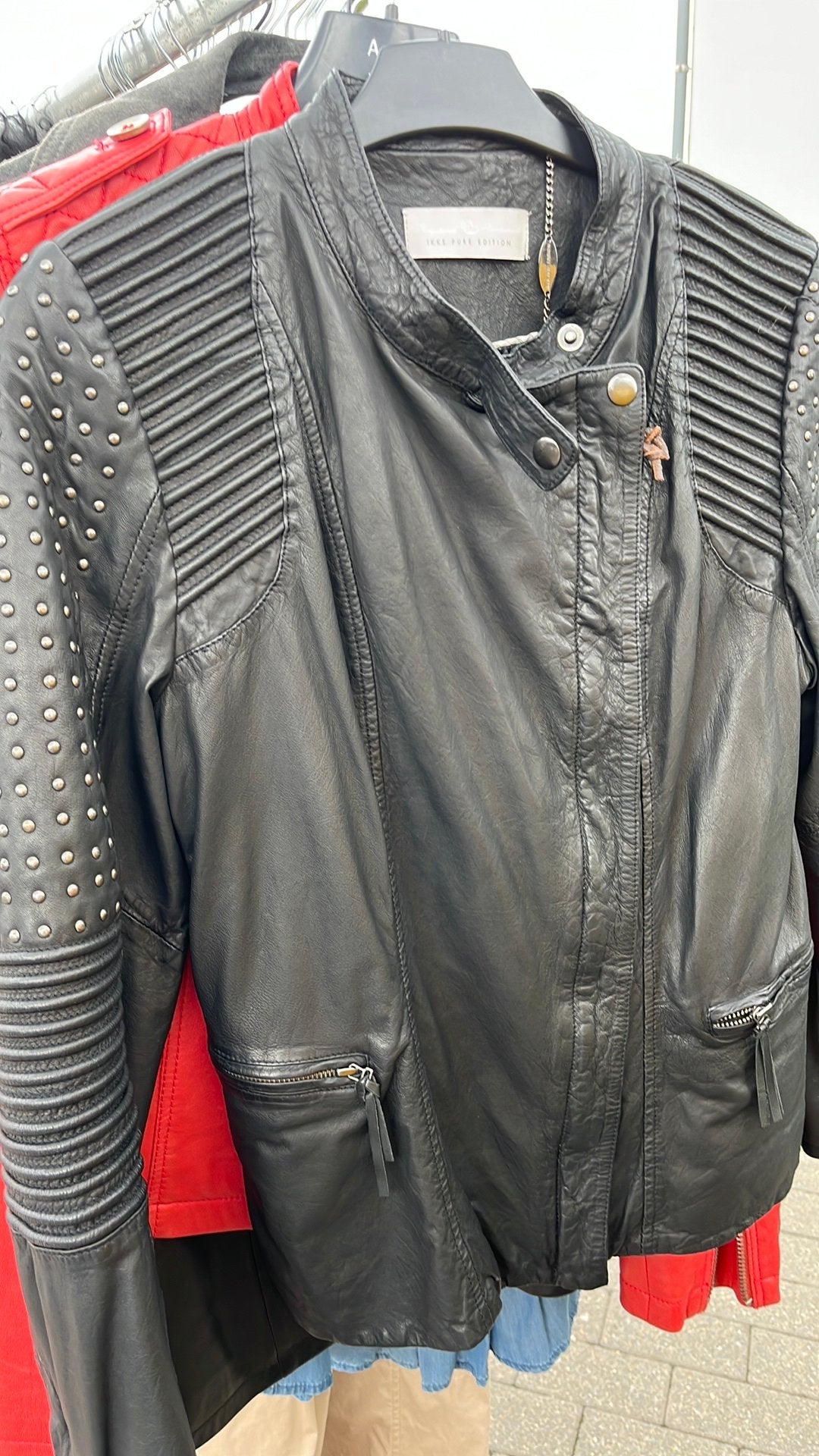 Lederen jacket zwart medium, Ophalen of Verzenden, Zwart