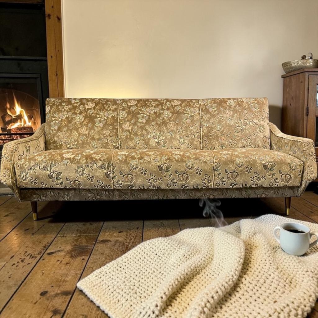 Canapé / Fauteuil fleuri vintage, Envoi, Utilisé, Tissus