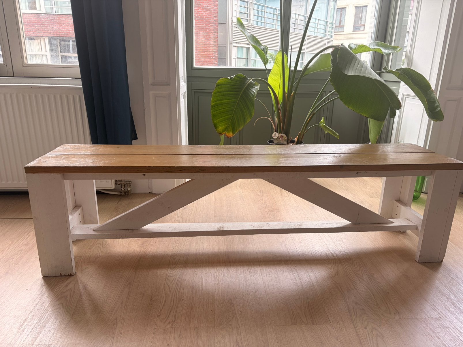 Decoratief houtenbankje - zitbankje, Huis en Inrichting, Ophalen, Gebruikt