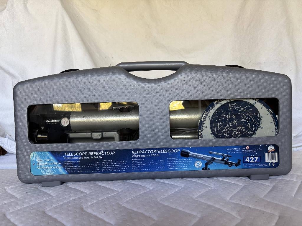 Refractortelescoop - Vergroting tot 262,5x, TV, Hi-fi & Vidéo, Matériel d'optique | Télescopes, Comme neuf, Enlèvement, Moins de 80 mm
