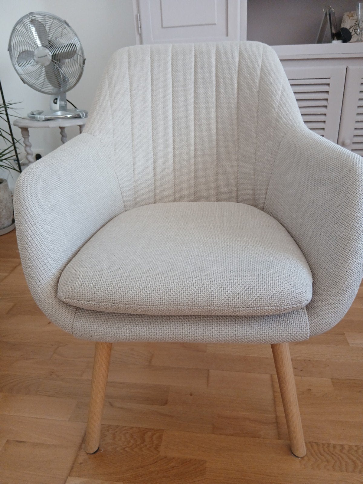 fauteuil blanc crème, Ophalen, Zo goed als nieuw, Hout