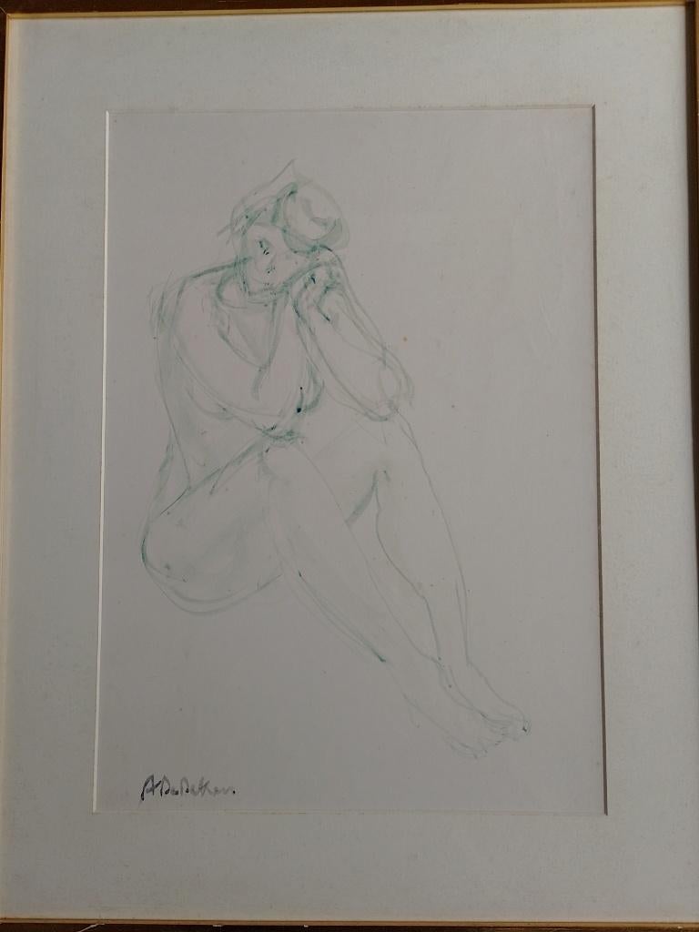 Albert de Deken  Aquarel  Zittend Naakt 2, Verzenden