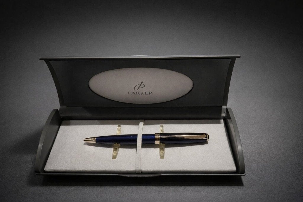 Parker Sonnet blauw gelakte CT balpen (chromen rand)., Verzamelen, Ophalen, Parker, Met doosje, Zo goed als nieuw