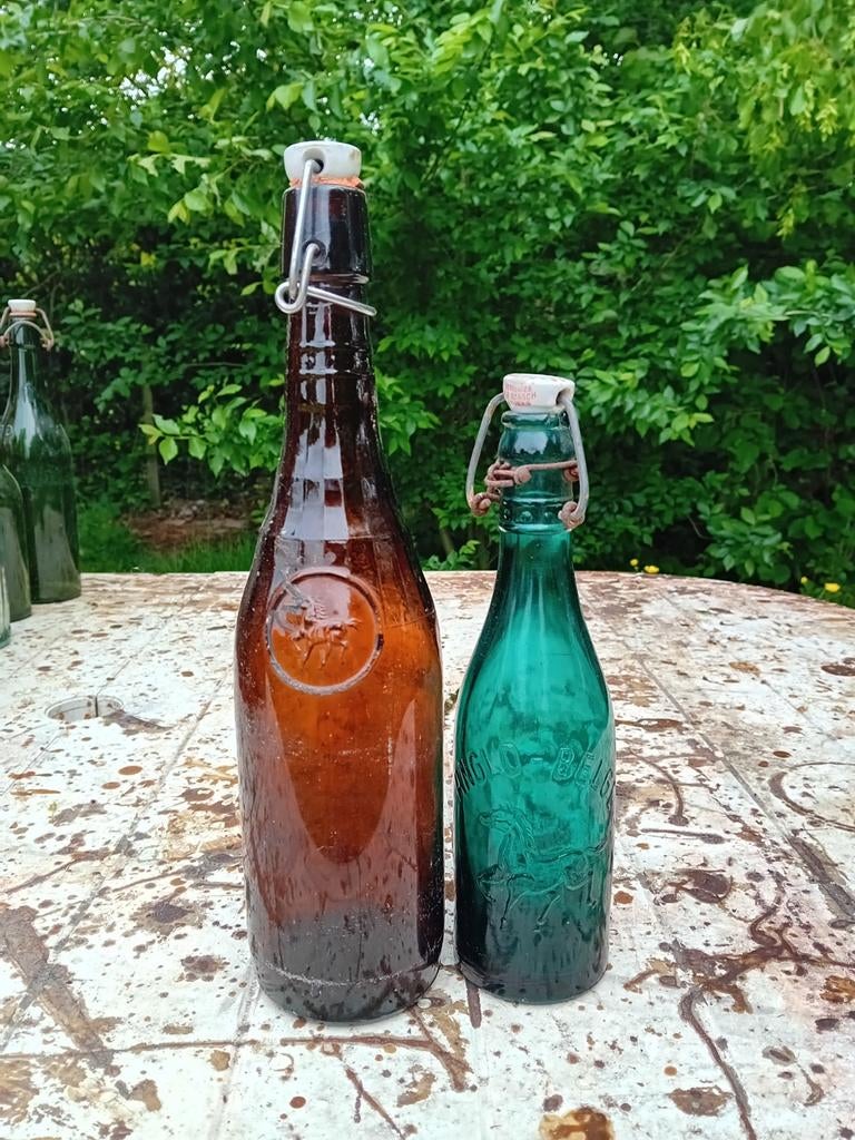 Oude vintage bierflessen brouwerij Anglo Belge Zulte, Verzamelen, Ophalen of Verzenden