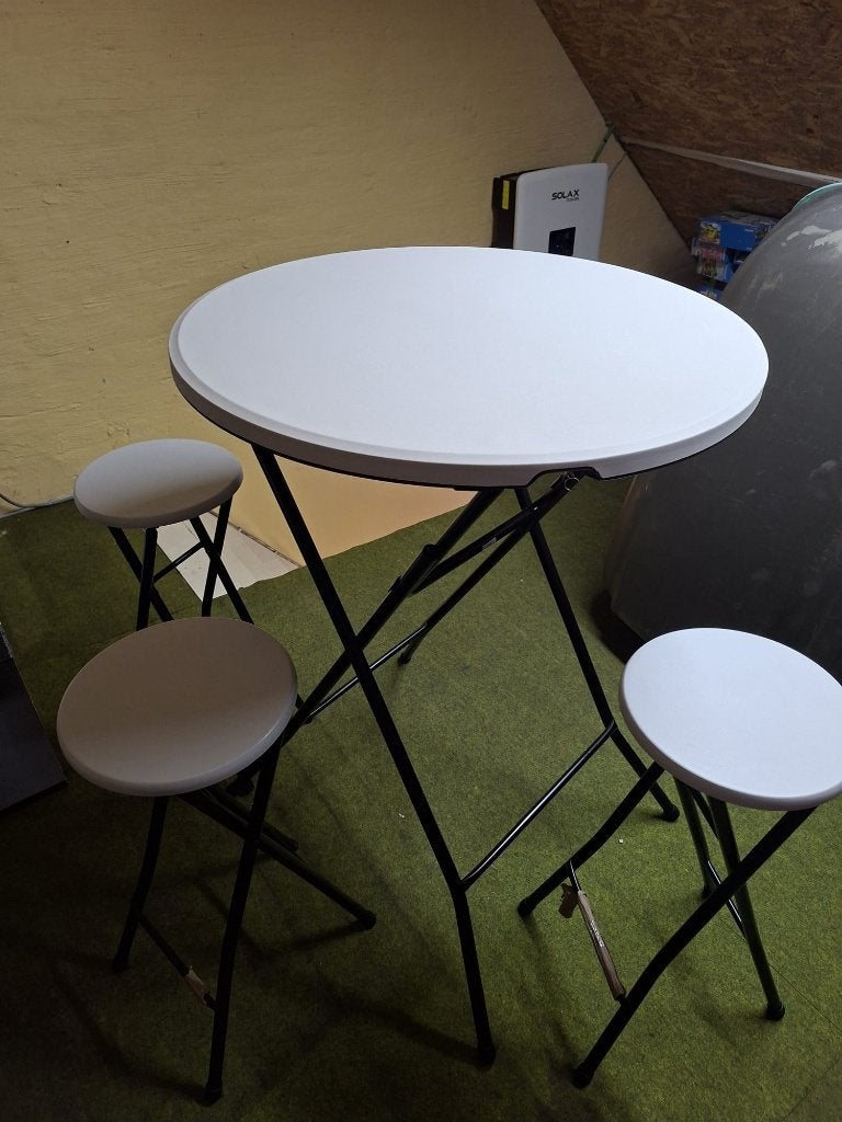 Inklapbaar tafel met barkrukken, Ophalen, Zo goed als nieuw, Kunststof
